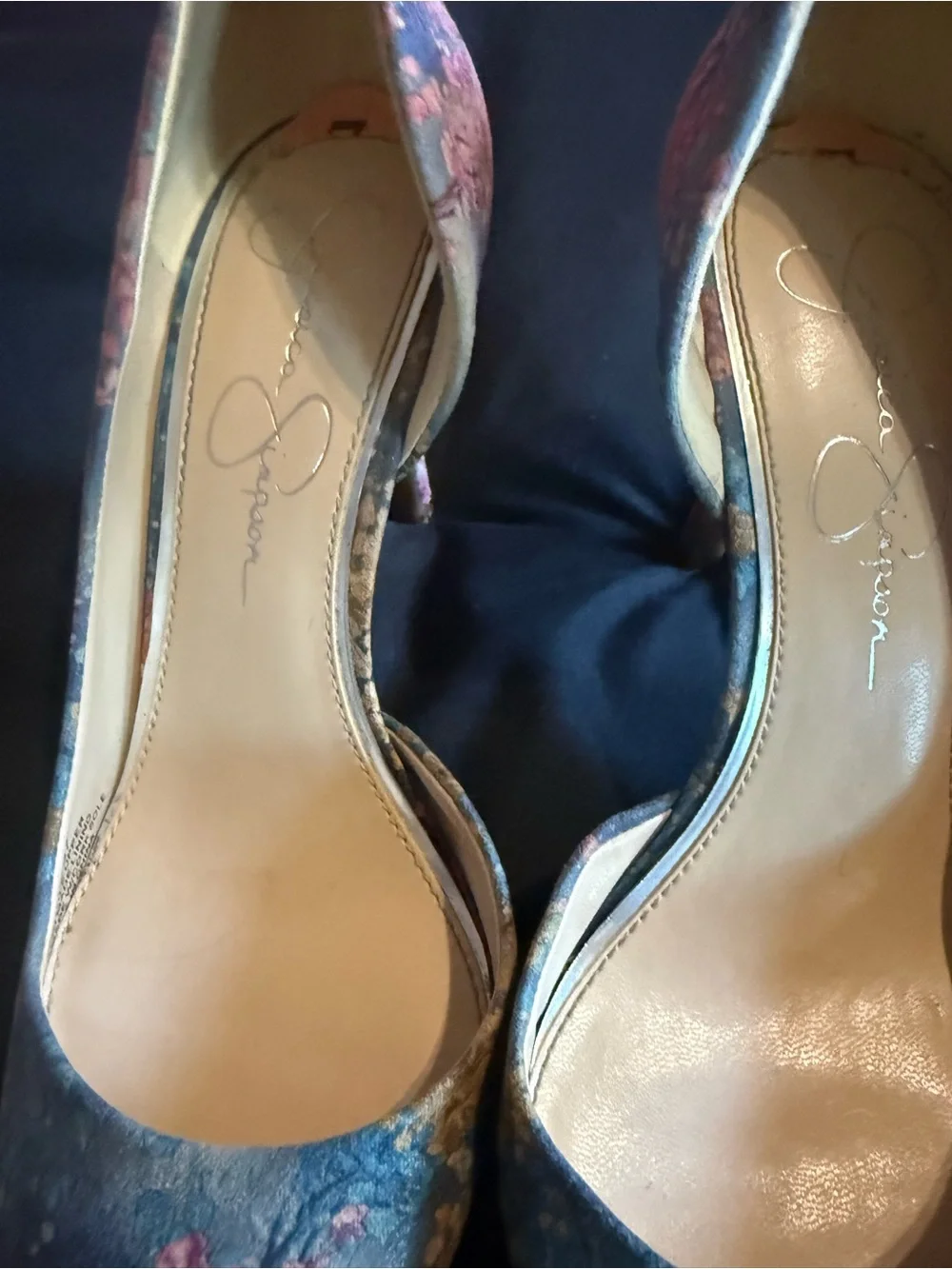 Jessica Simpson Floral Pointed-Toe Pumps in Blue and Pink
